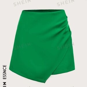 SHEIN Essnce High Waist Asymmetrical Wrap Hem Plicated Detail Skort